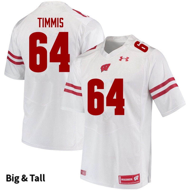 Wisconsin Badgers Men's #64 Sean Timmis NCAA Under Armour Authentic White Big & Tall College Stitched Football Jersey ZM40D27BK